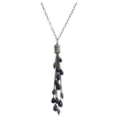 Charm Black Crystal Tassel Necklace
