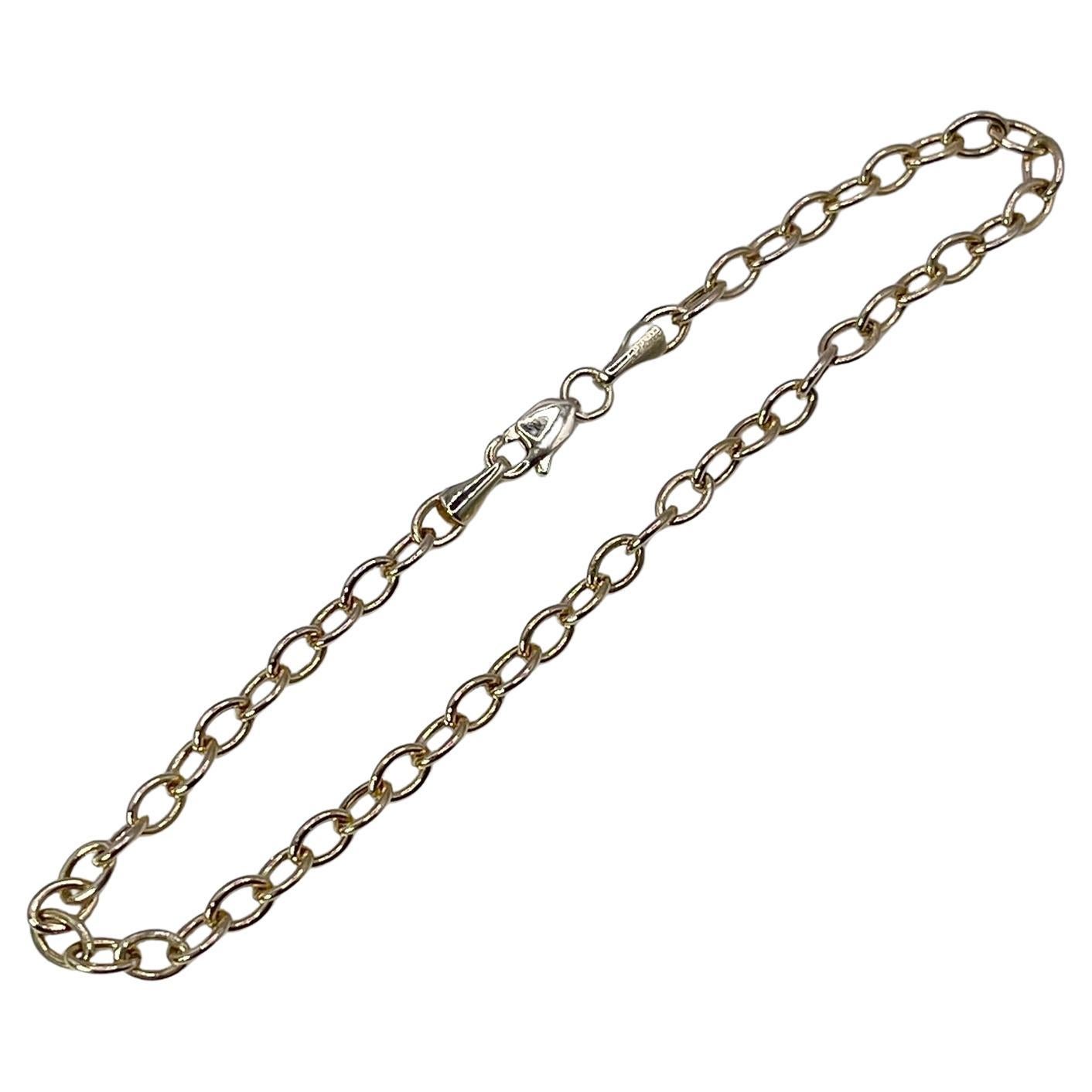 Bracelet à breloques en or jaune 14KT 7.5"" bracelet délicat de 3mm/idée de cadeau de Noël en vente