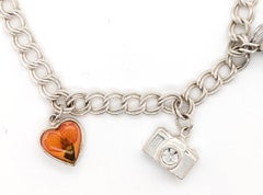 Charm Bracelet Sterling Silver Heart Camera Teddy Bear