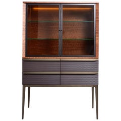 Charm Cabinet, Glass Door Fronts Open to Wooden Interior Shelving for Display