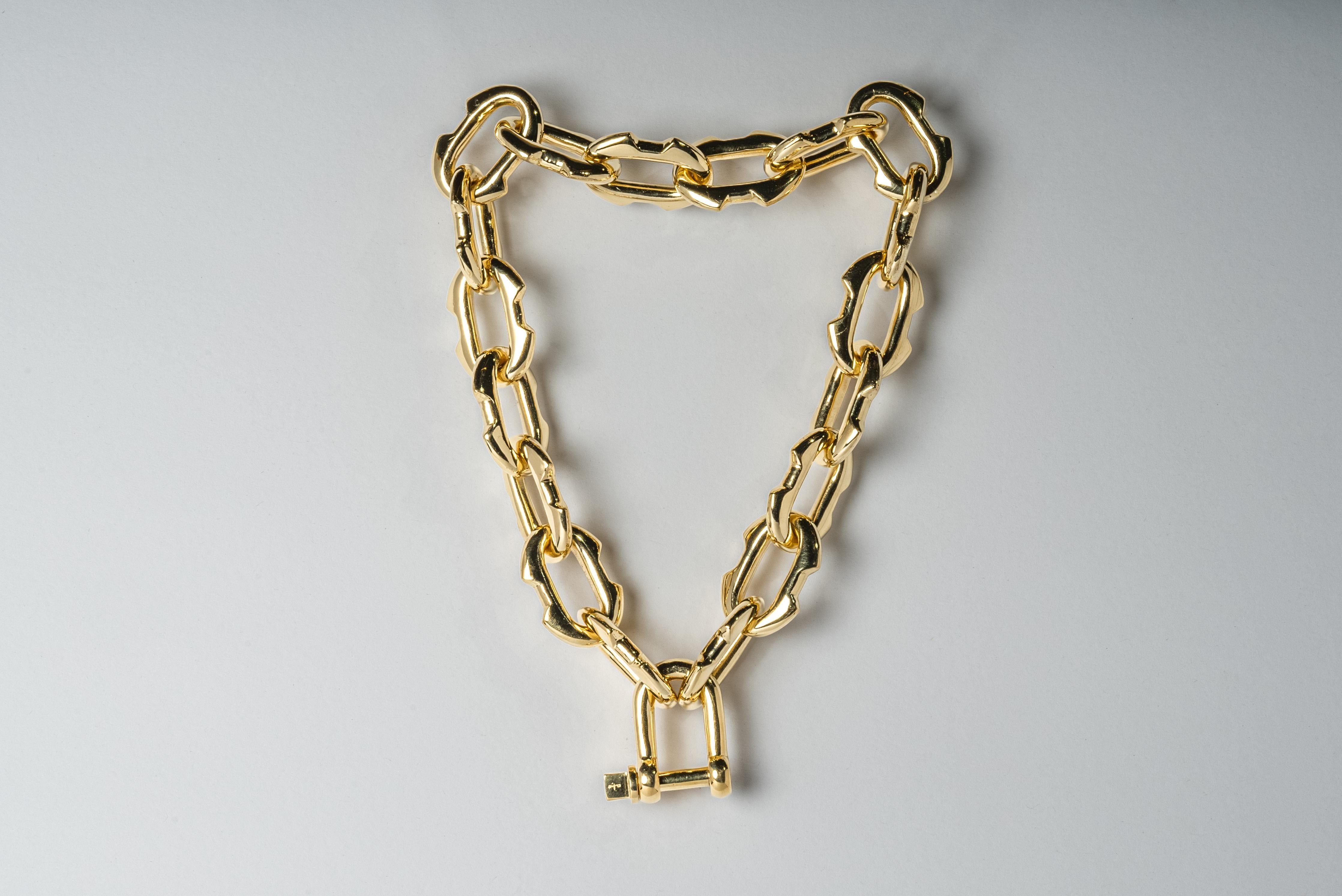 Women's or Men's Charm Chain Choker (40cm, Small Deco Links, YG) For Sale