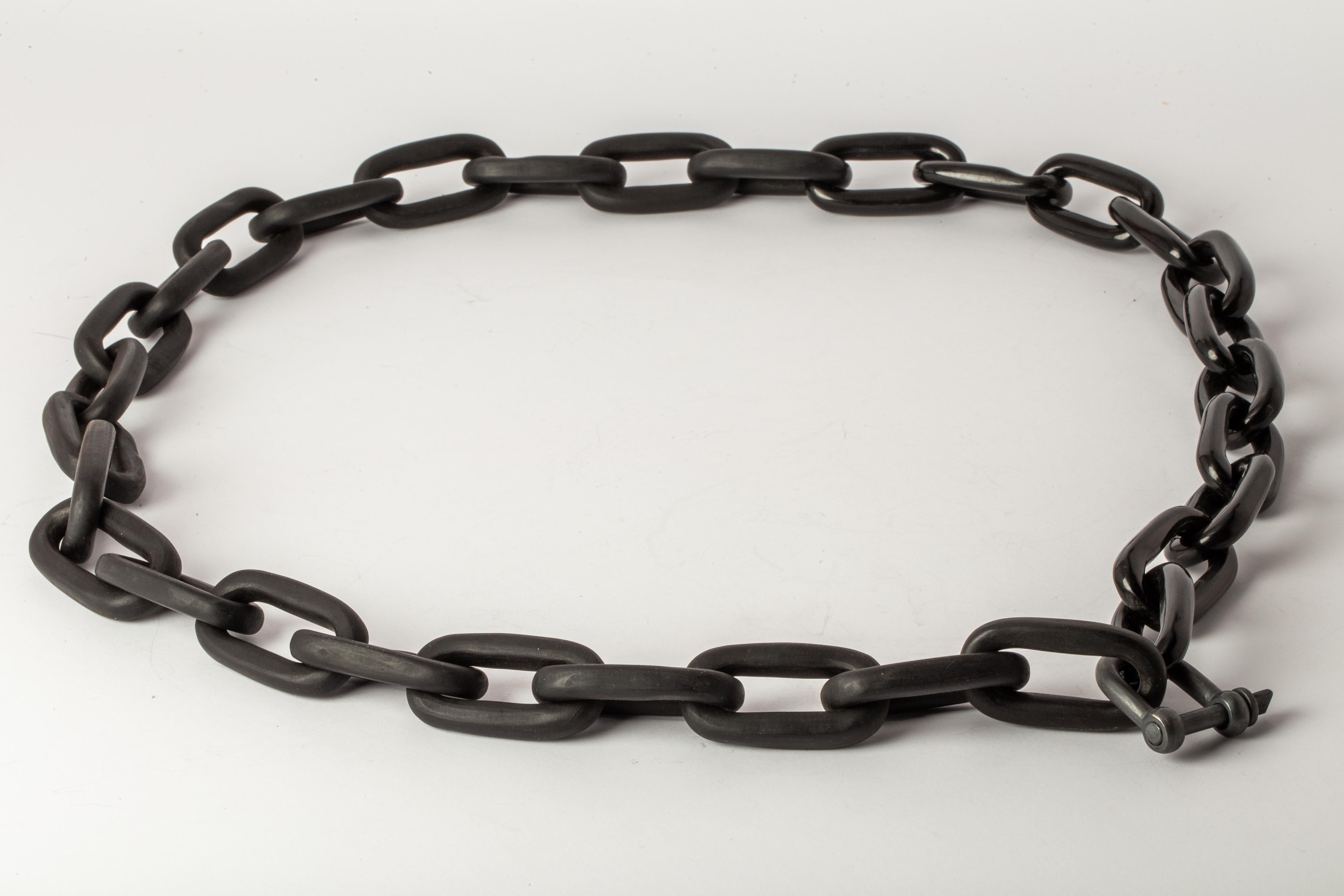 All organic chain is carved by hand. Chains made from horn is modeled and constructed into chain links
The Charm System is an interrelated group of products that can be mixed and matched or worn individually.
Chain link size (L × H): 50 mm × 25
