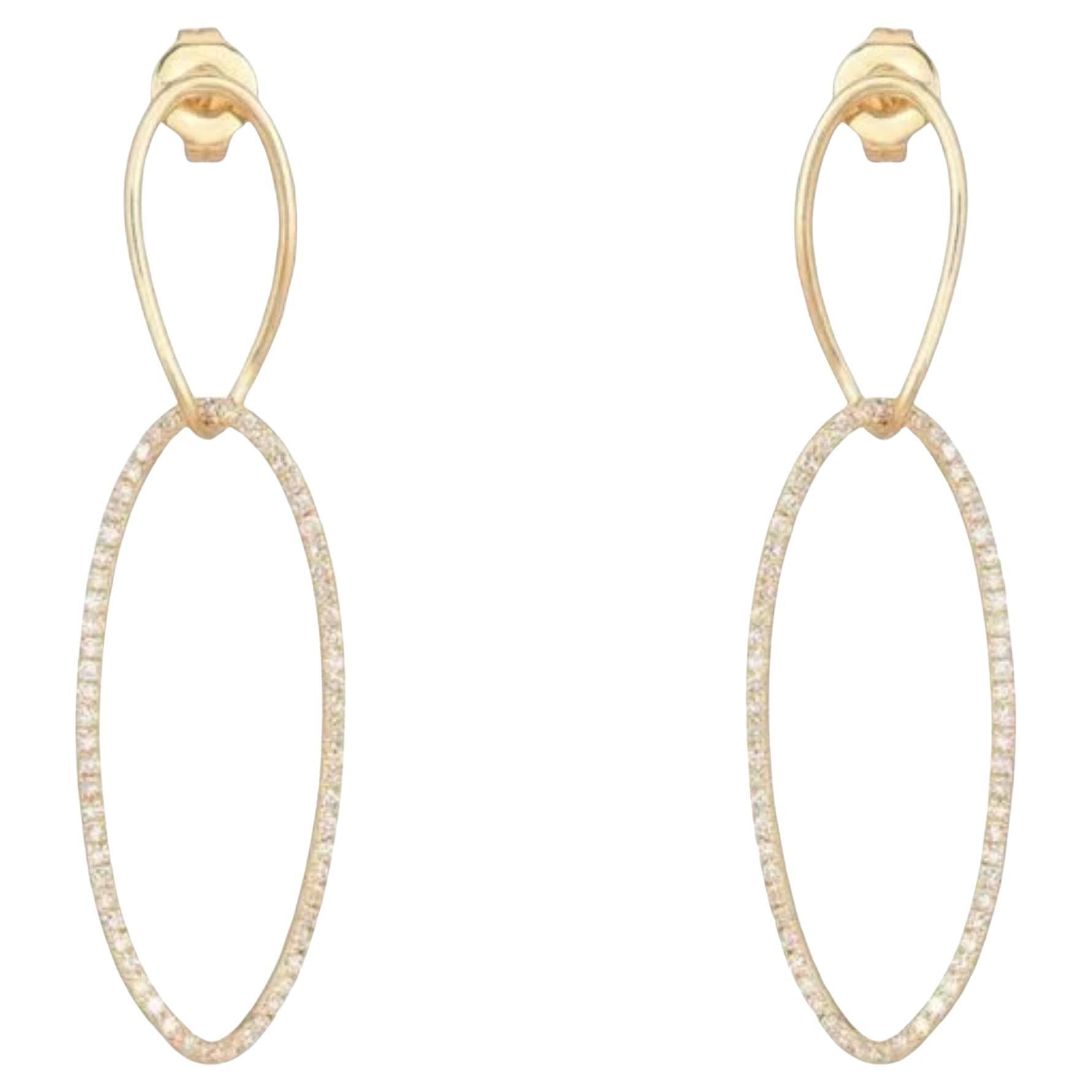 Charm Diamond 14K (or 18k upon request) Yellow Gold Halo Drops Earrings