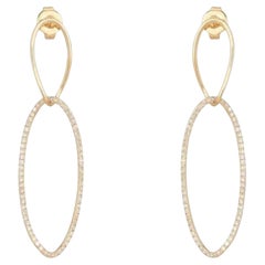 Charm Diamond 14K (or 18k upon request) Yellow Gold Halo Drops Earrings