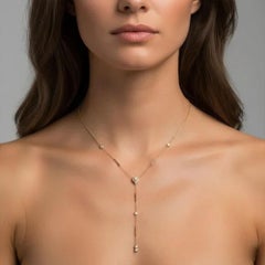 Charm Diamond 14K (or 18k upon request) Yellow Gold Lariat Necklace