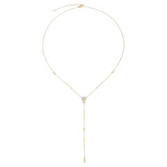 Charm Diamond 14K (or 18k upon request) Yellow Gold Lariat Necklace