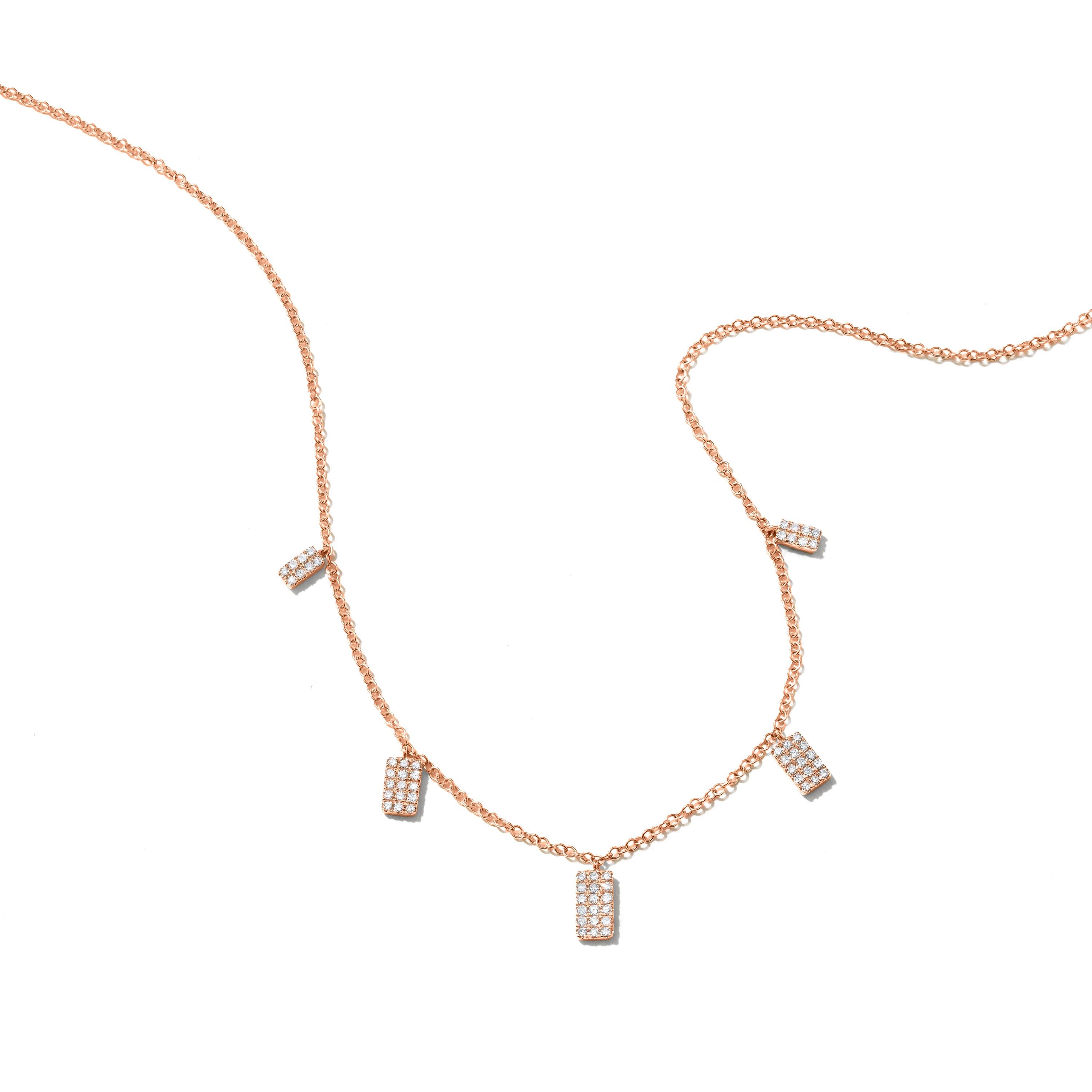We got you the perfect accessory to go with every outfit! Presenting a necklace with glittering charms of round diamonds draping an elegant cable chain of 14K rose gold.

Please follow the Luxury Jewels storefront to view the latest collections &