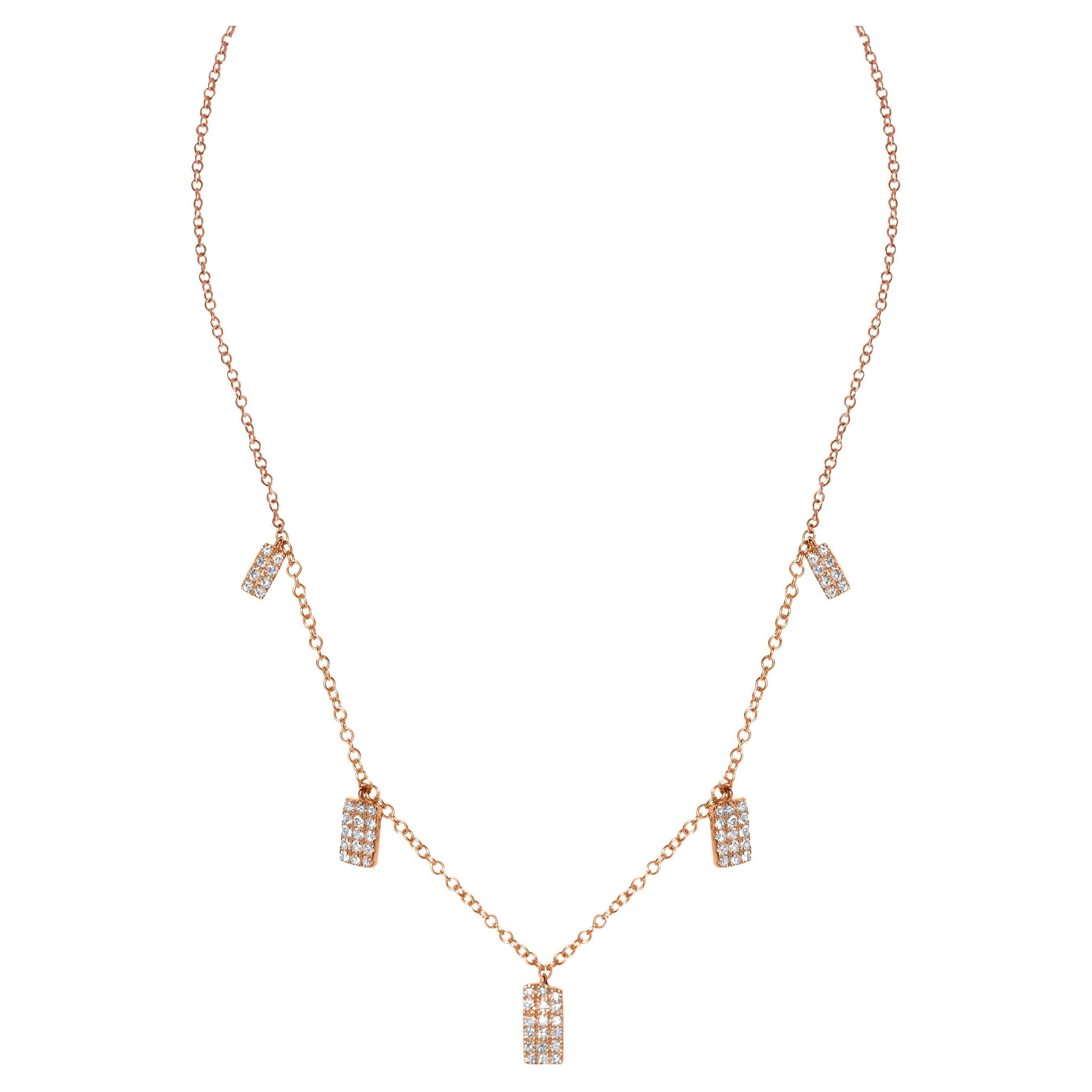 Luxle Charm Diamond Necklace in 14 Karat Rose Gold For Sale