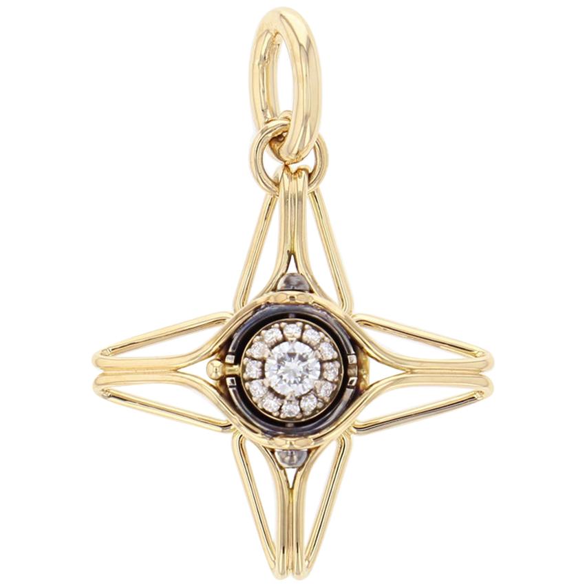 Étoile Mira Breloque en or jaune 18 carats avec diamants par Elie Top en vente