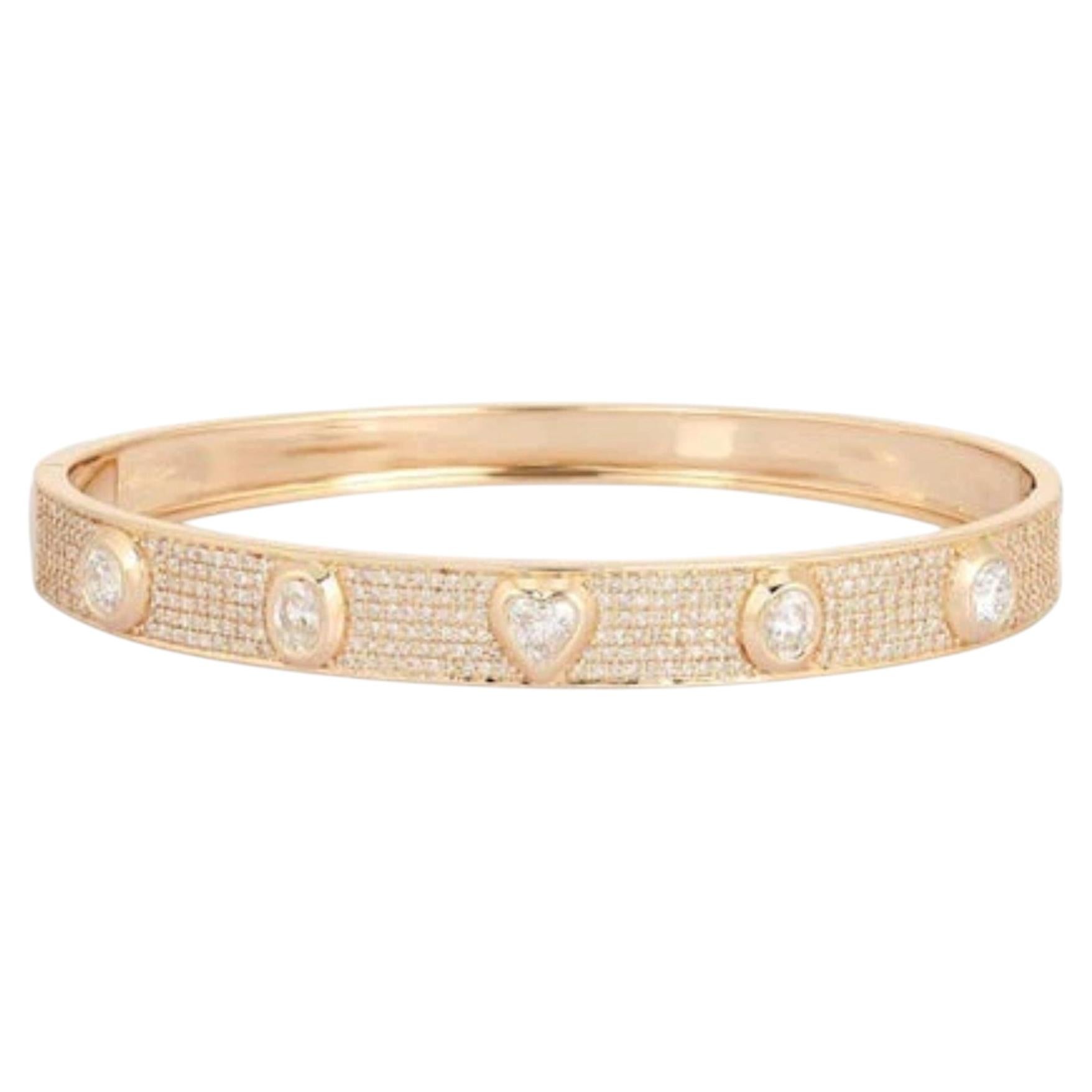 Charm Everlasting 14K (or 18k upon request) Yellow Gold Diamond Bangle Bracelet For Sale