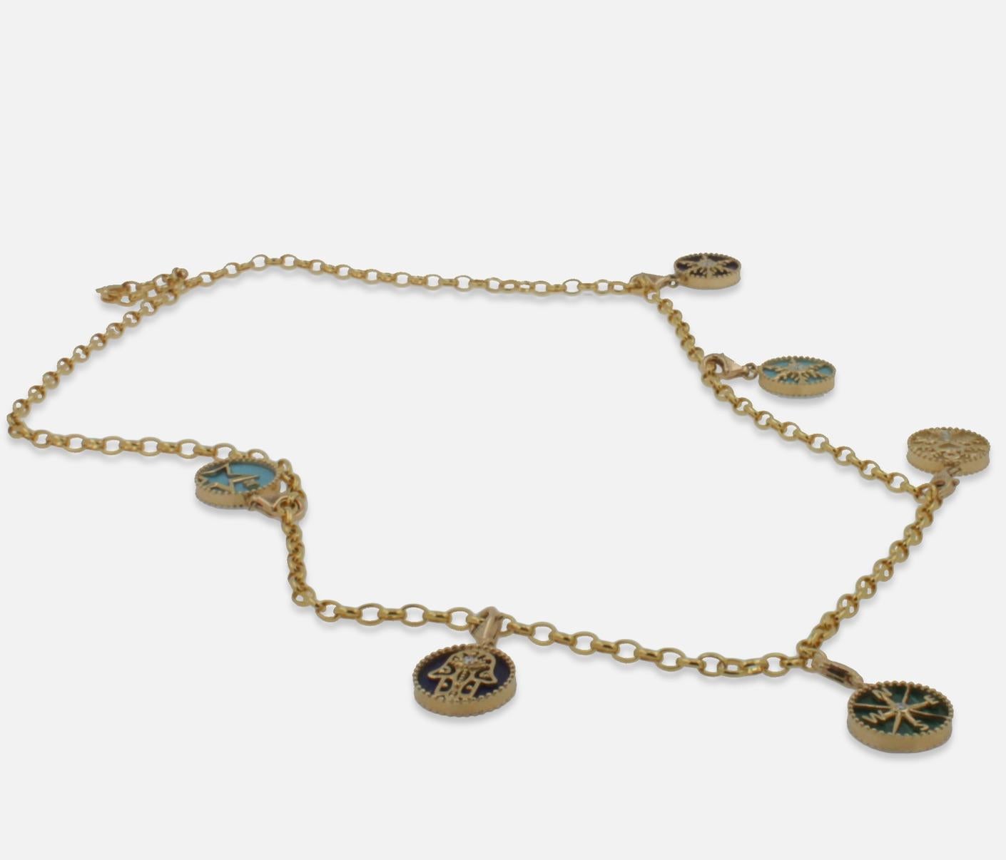 Charm Gold Necklace In New Condition For Sale In Oakton, VA