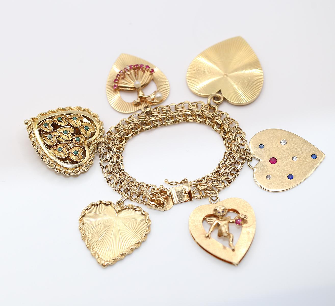 Charm Hearts Bracelet 14K Yellow Gold Tiffany POM, 1959. 3