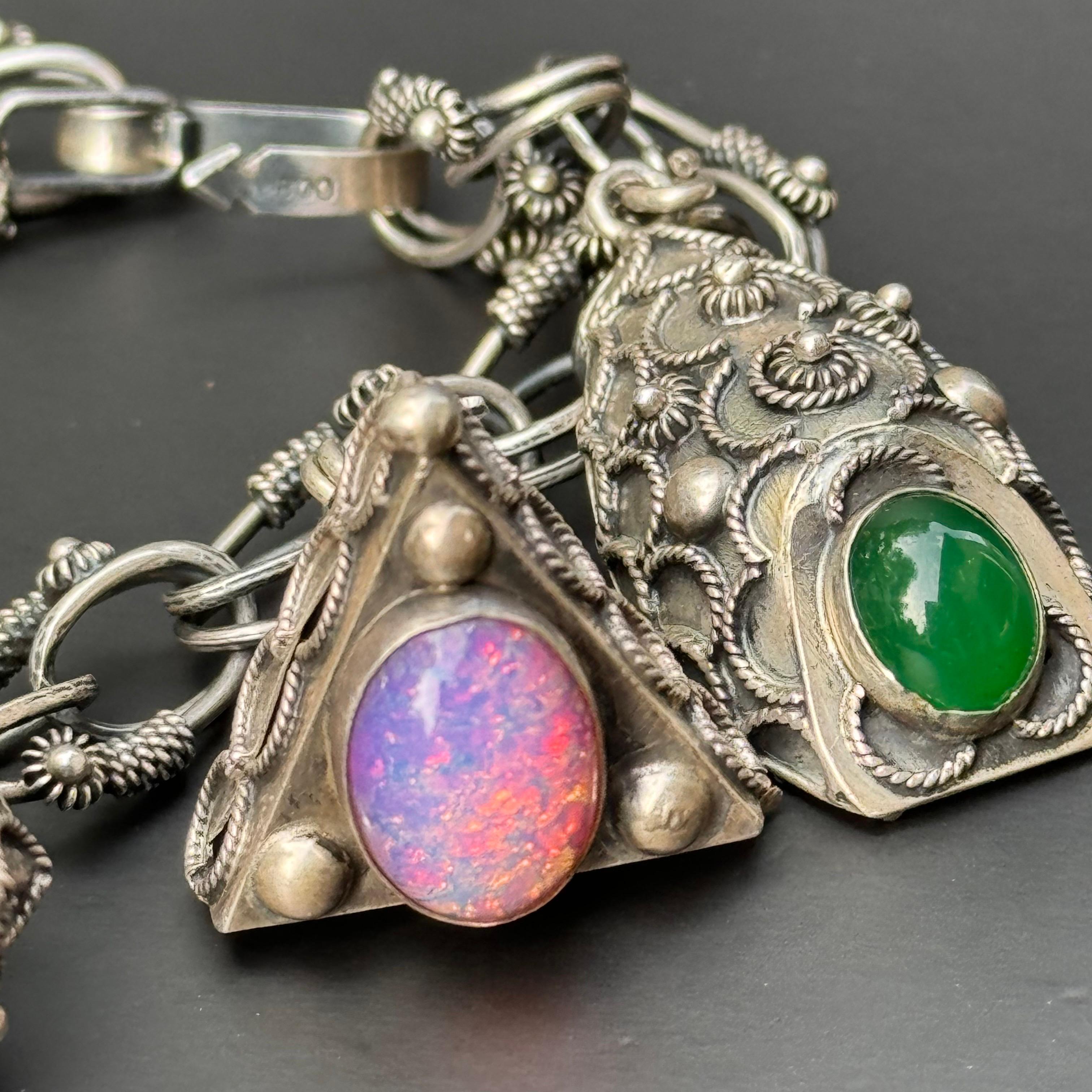 Charm Locket Bracelet Victorian Revival Midcentury Italy For Sale 6