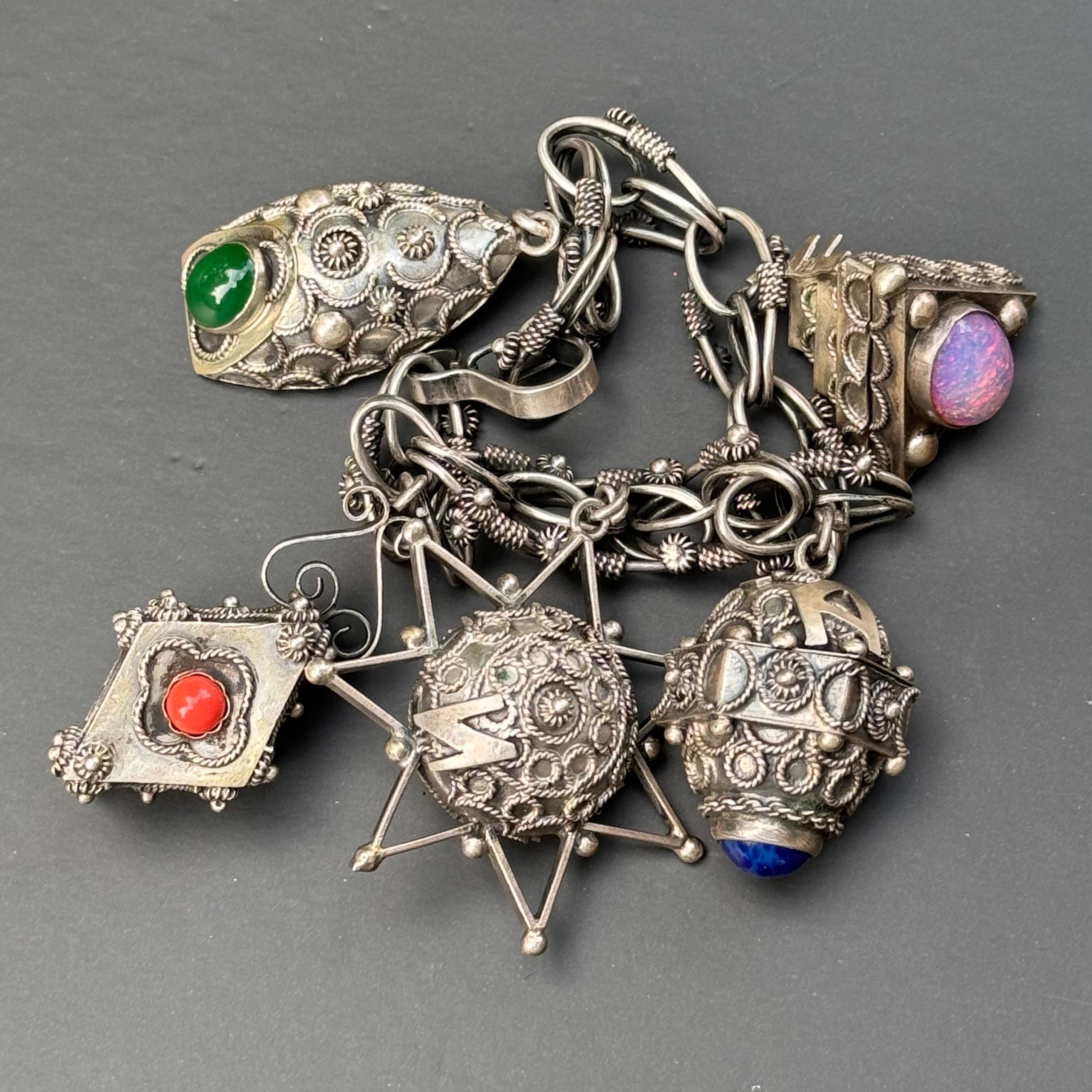 Women's Charm Locket Bracelet Victorian Revival Midcentury Italy For Sale