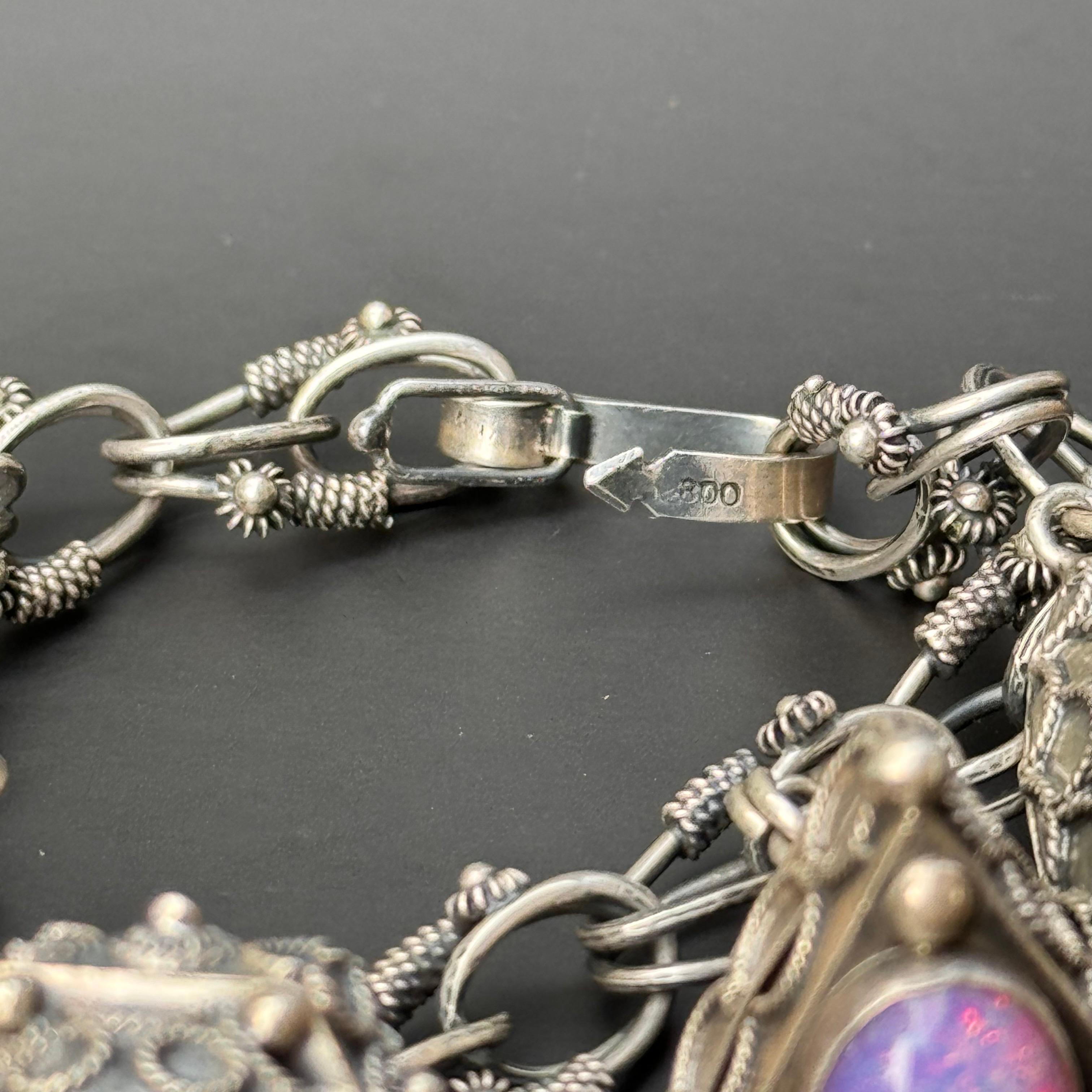 Charm Locket Bracelet Victorian Revival Midcentury Italy For Sale 2