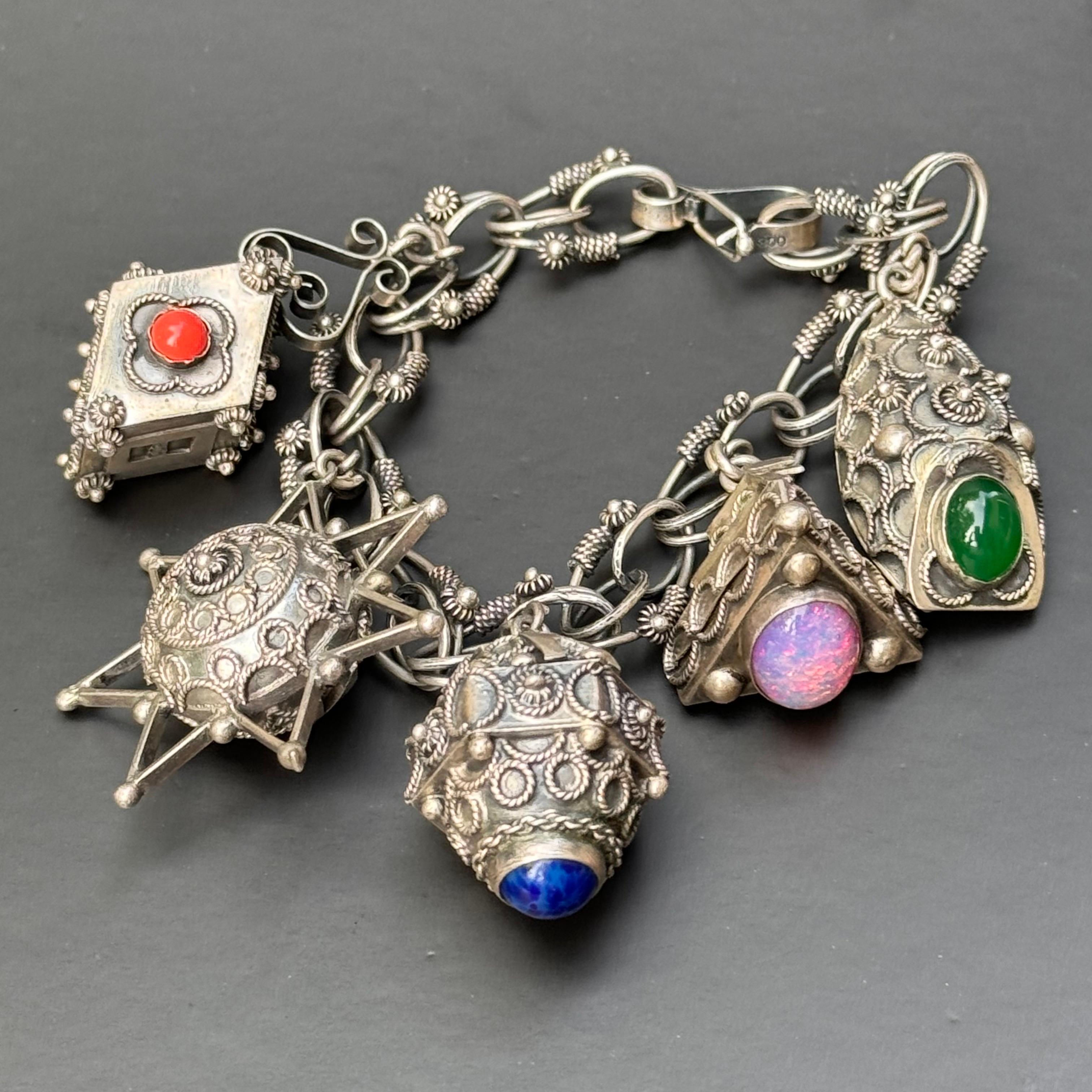 Charm Locket Bracelet Victorian Revival Midcentury Italy For Sale 3