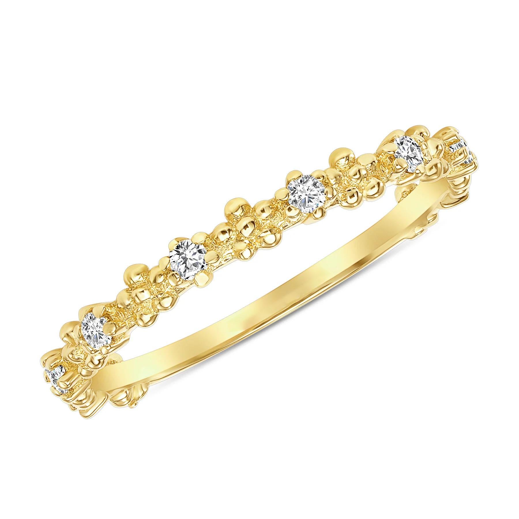 in vendita:  Anello a fascia con diamanti d'epoca in oro giallo 14 carati a grana grossa 4