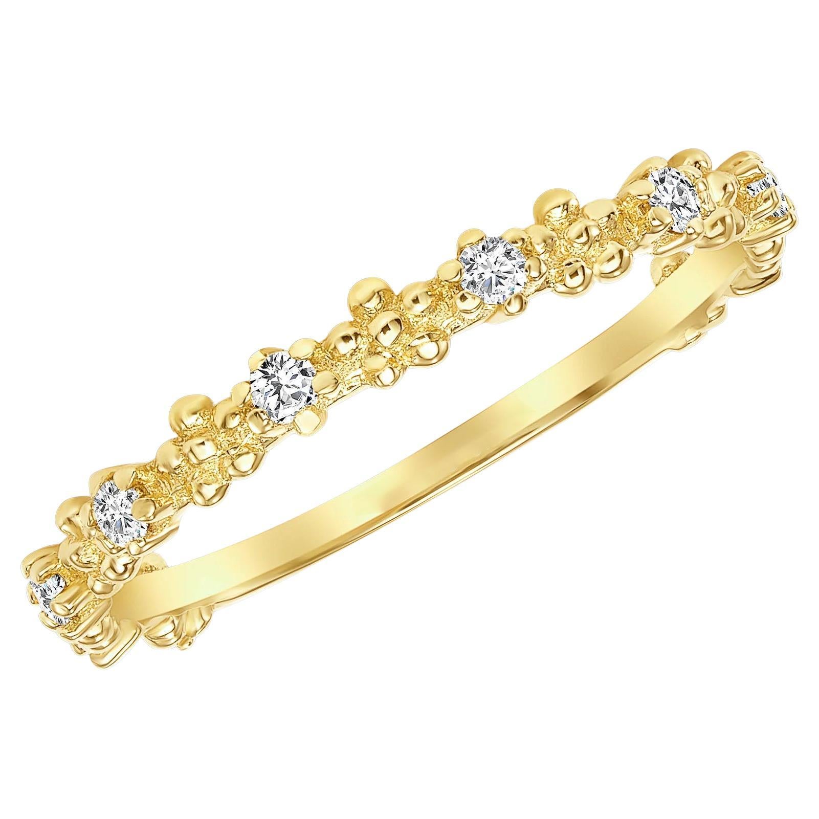 Vintage Milgrain 14K Yellow Gold Diamond Band Ring