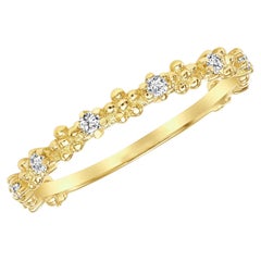 Vintage Milgrain 14K Yellow Gold Diamond Band Ring