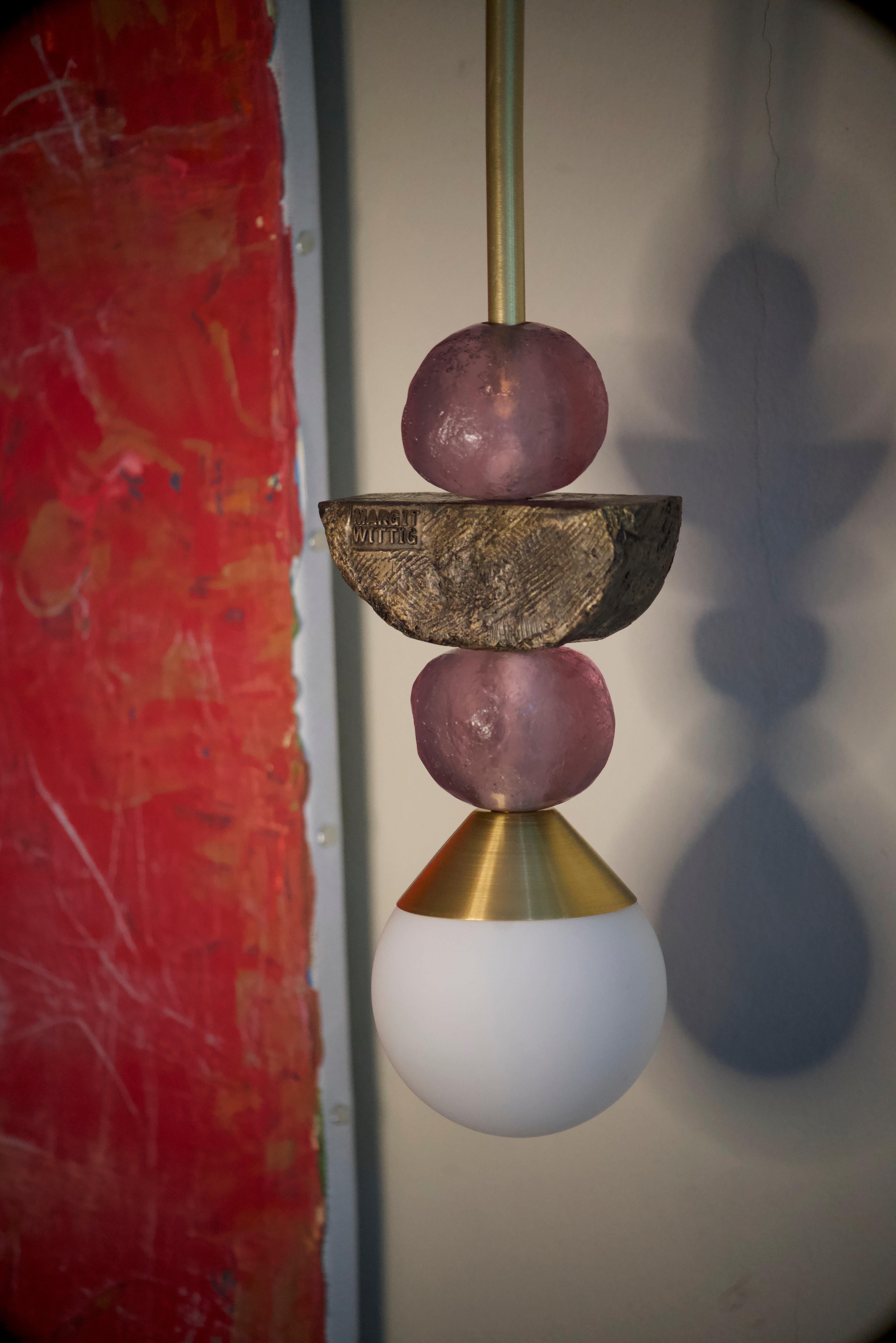 Modern 'Charm' Sculptural Contemporary Wall Light in Amethyst & Bronze Patina For Sale