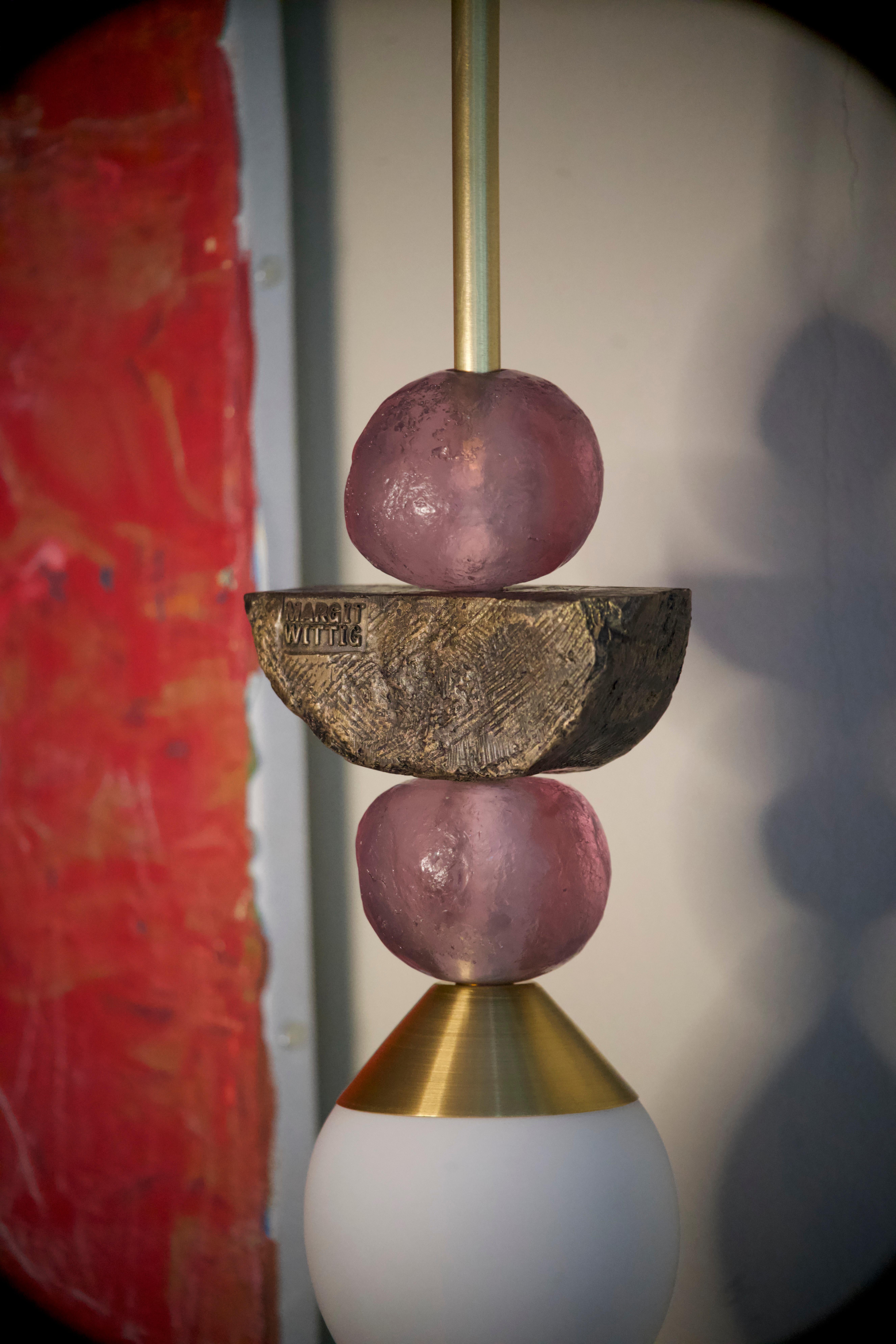 English 'Charm' Sculptural Contemporary Wall Light in Amethyst & Bronze Patina For Sale