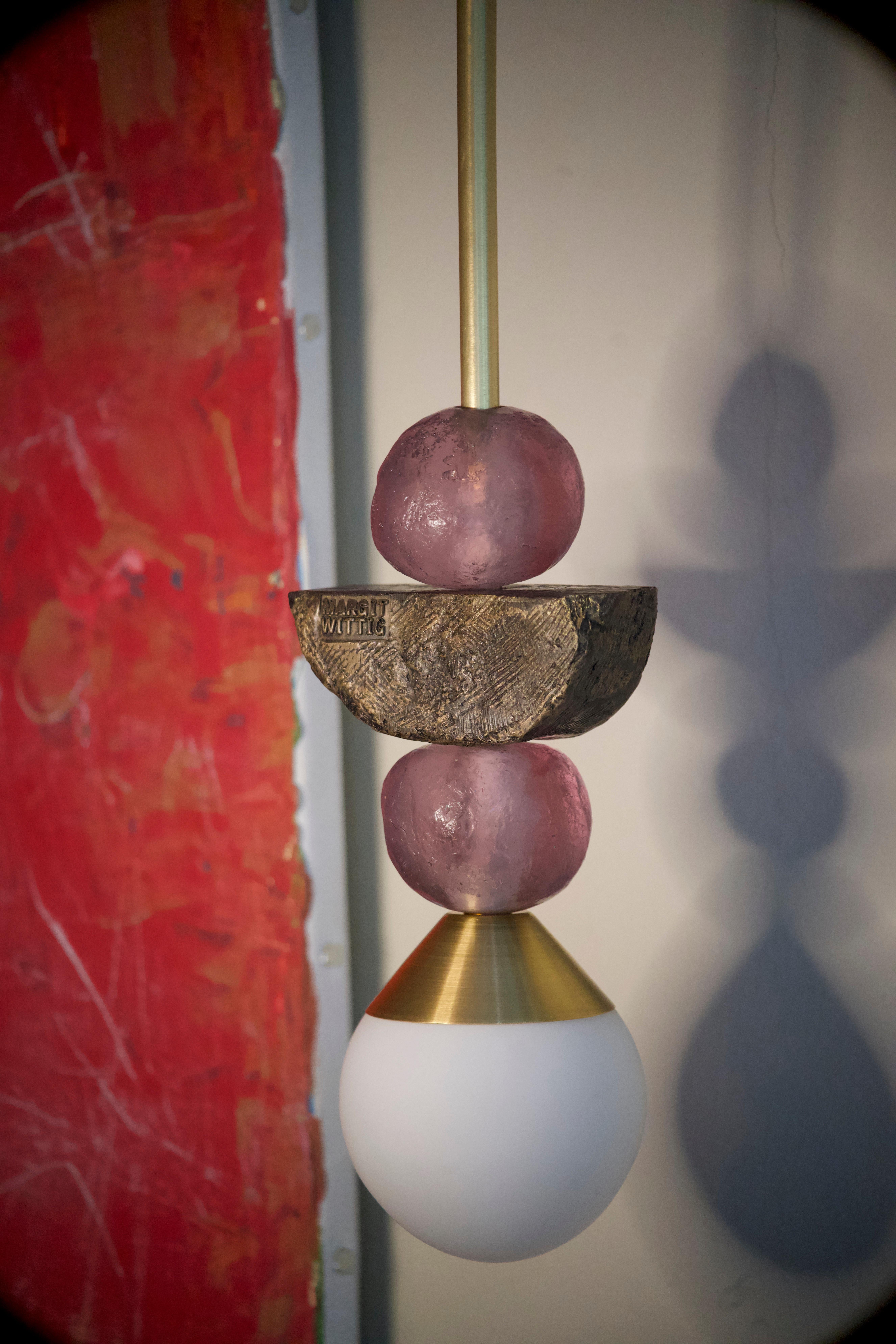 Metal 'Charm' Sculptural Contemporary Wall Light in Amethyst & Bronze Patina For Sale