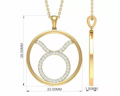 Charm Taurus Zodiac Necklace 14k Solid Gold Diamond