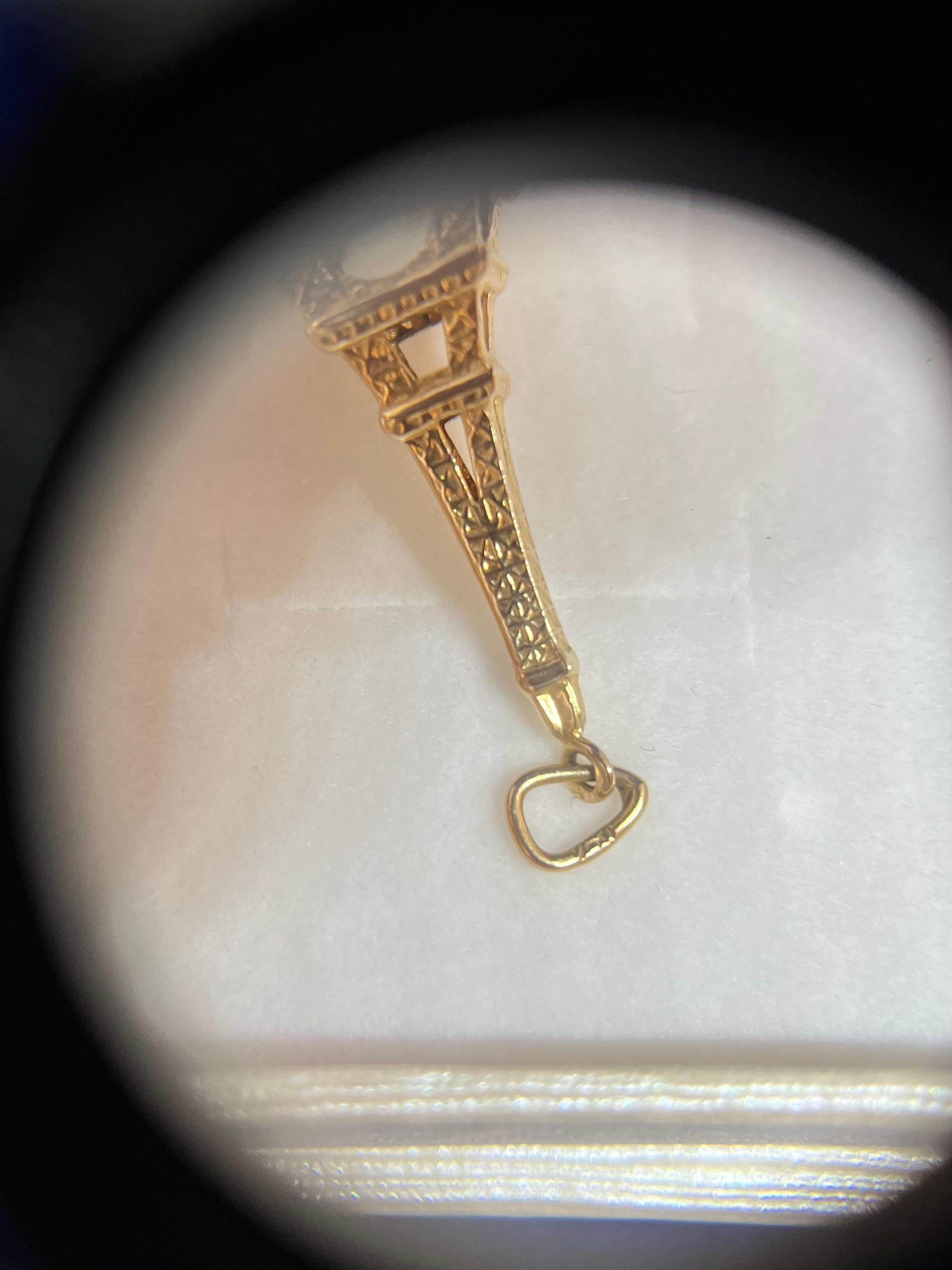 Charm vintage Tour Eiffel per braccialetto in oro ct. 18 in vendita 2