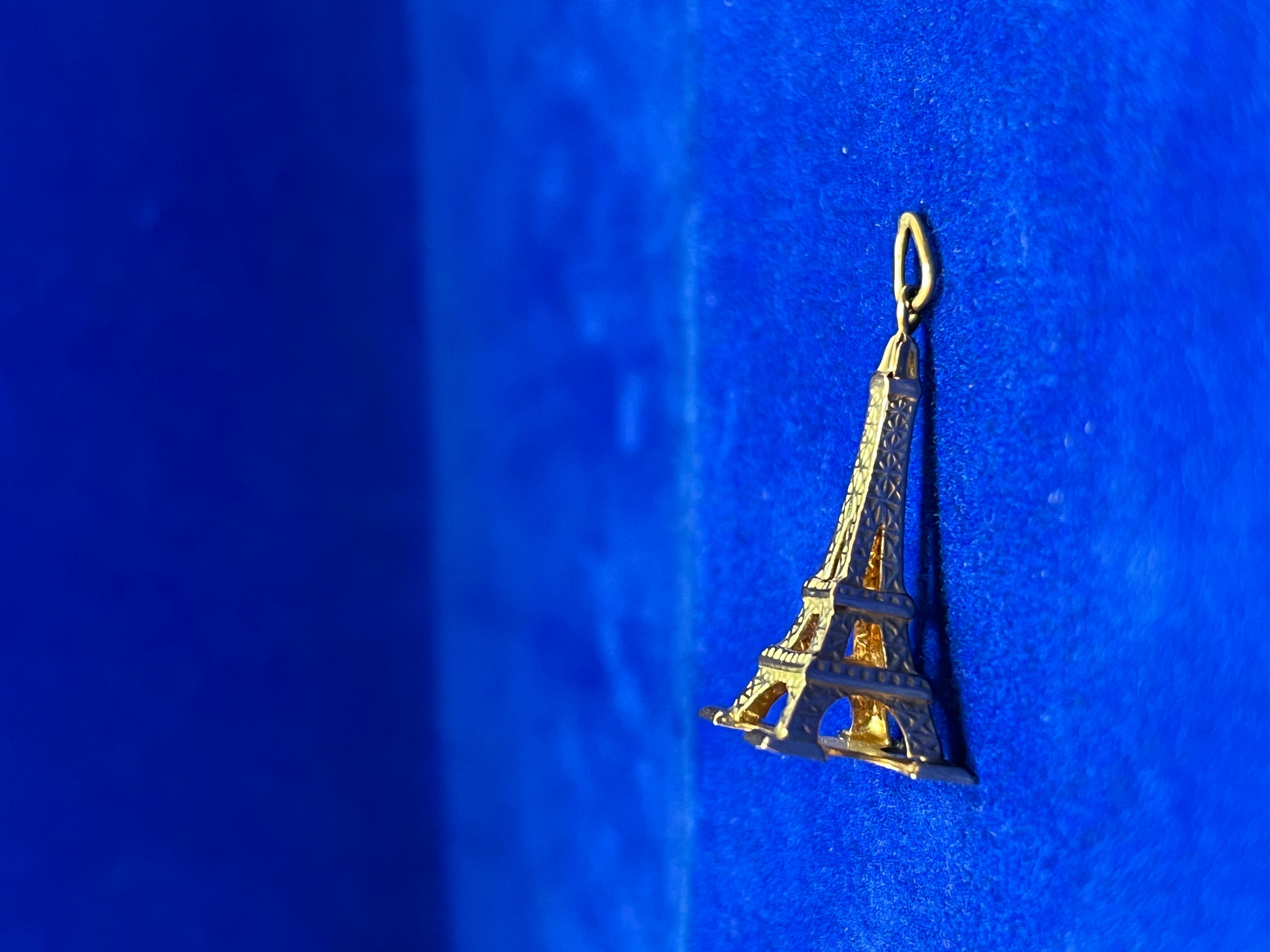 Charm vintage Tour Eiffel per braccialetto in oro ct. 18 in vendita 3
