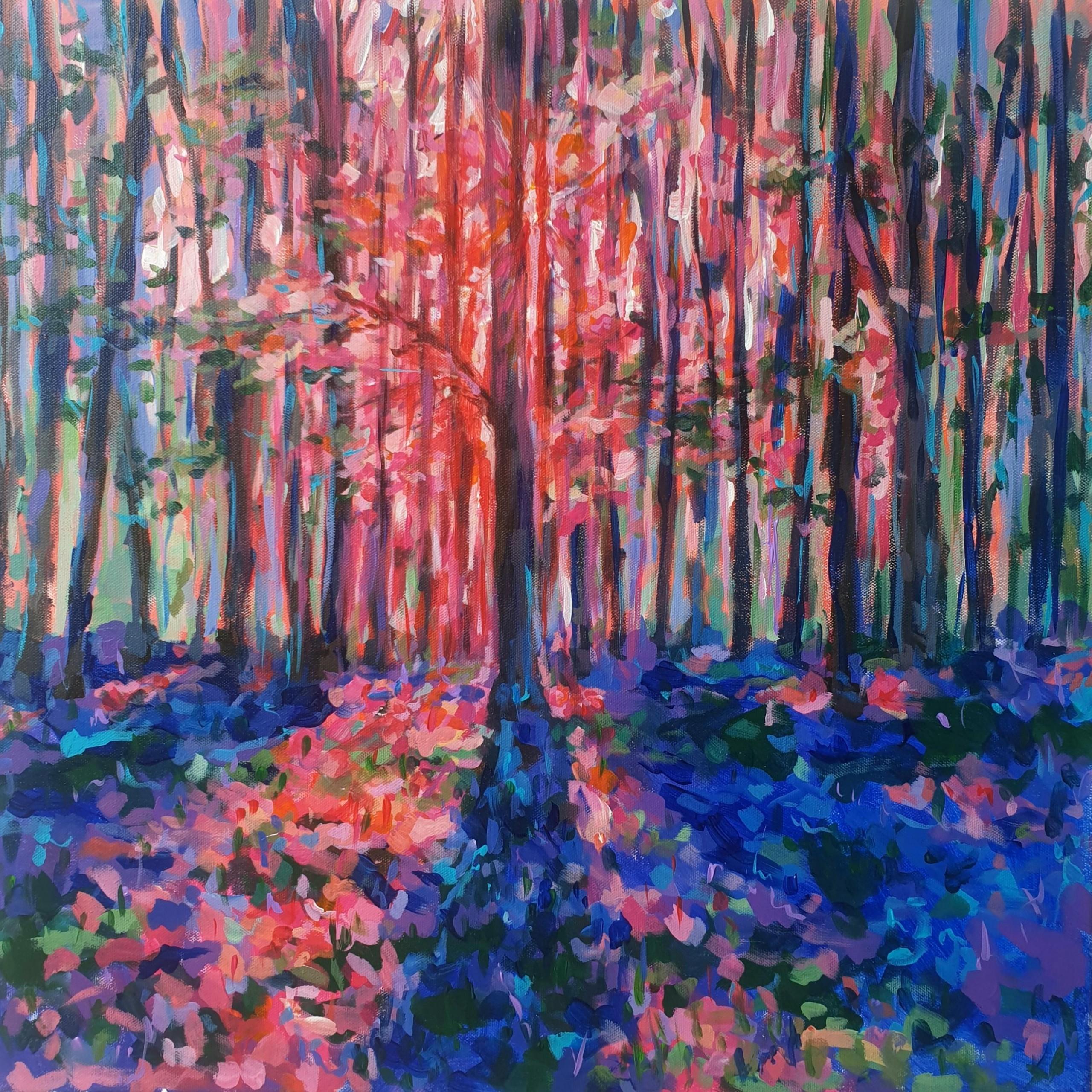 Bluebell Woods and Rock Pool Diptych by Charmaine Chaudry For Sale 1