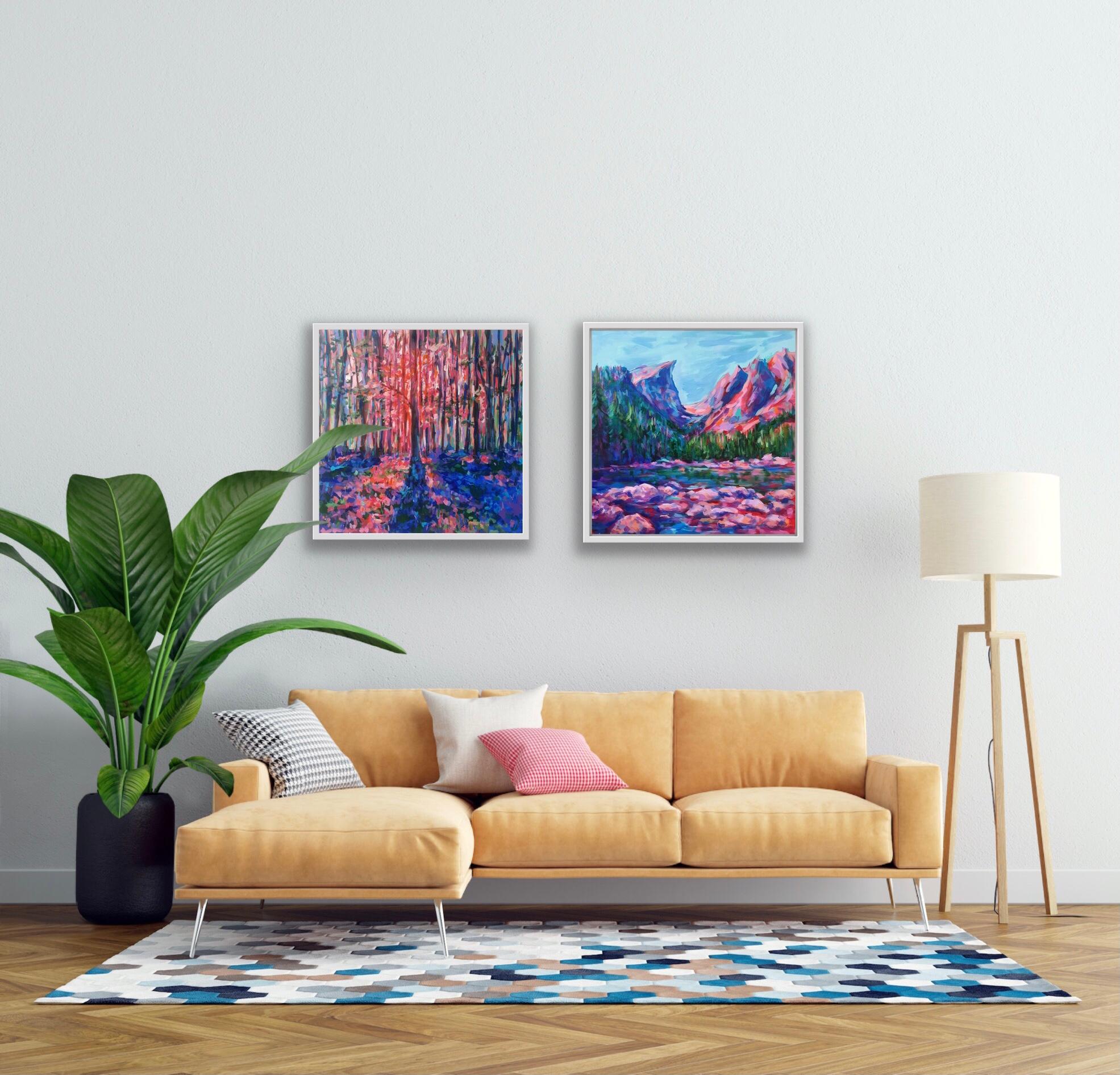 Bluebell Woods and Rock Pool Diptych by Charmaine Chaudry For Sale 3