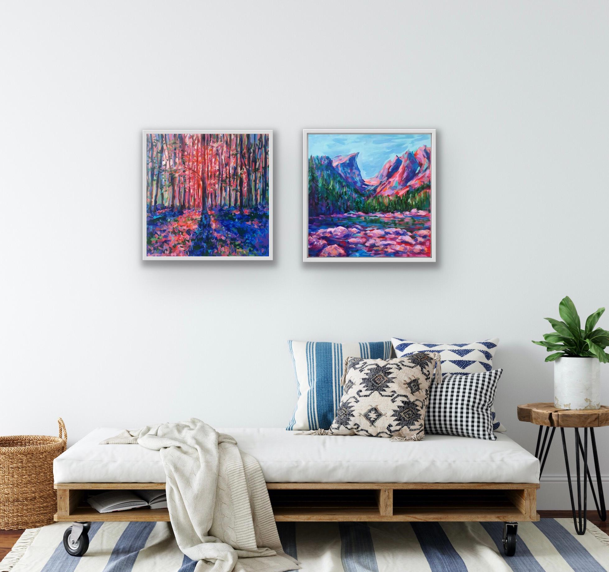Bluebell Woods and Rock Pool Diptych by Charmaine Chaudry For Sale 4