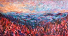 Charmaine Chaudry, Au-dessus des Bois, Peinture de paysage originale, Art abordable