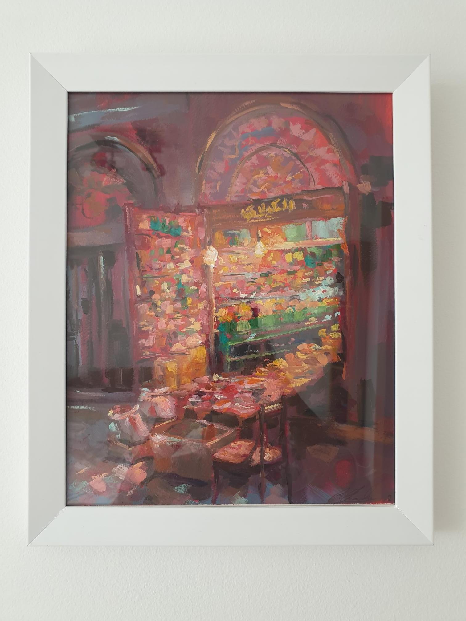 Spice Shop by Charmaine Chaudry, Landscape paintings, abstract painting - Painting by Charmaine Chaudry 