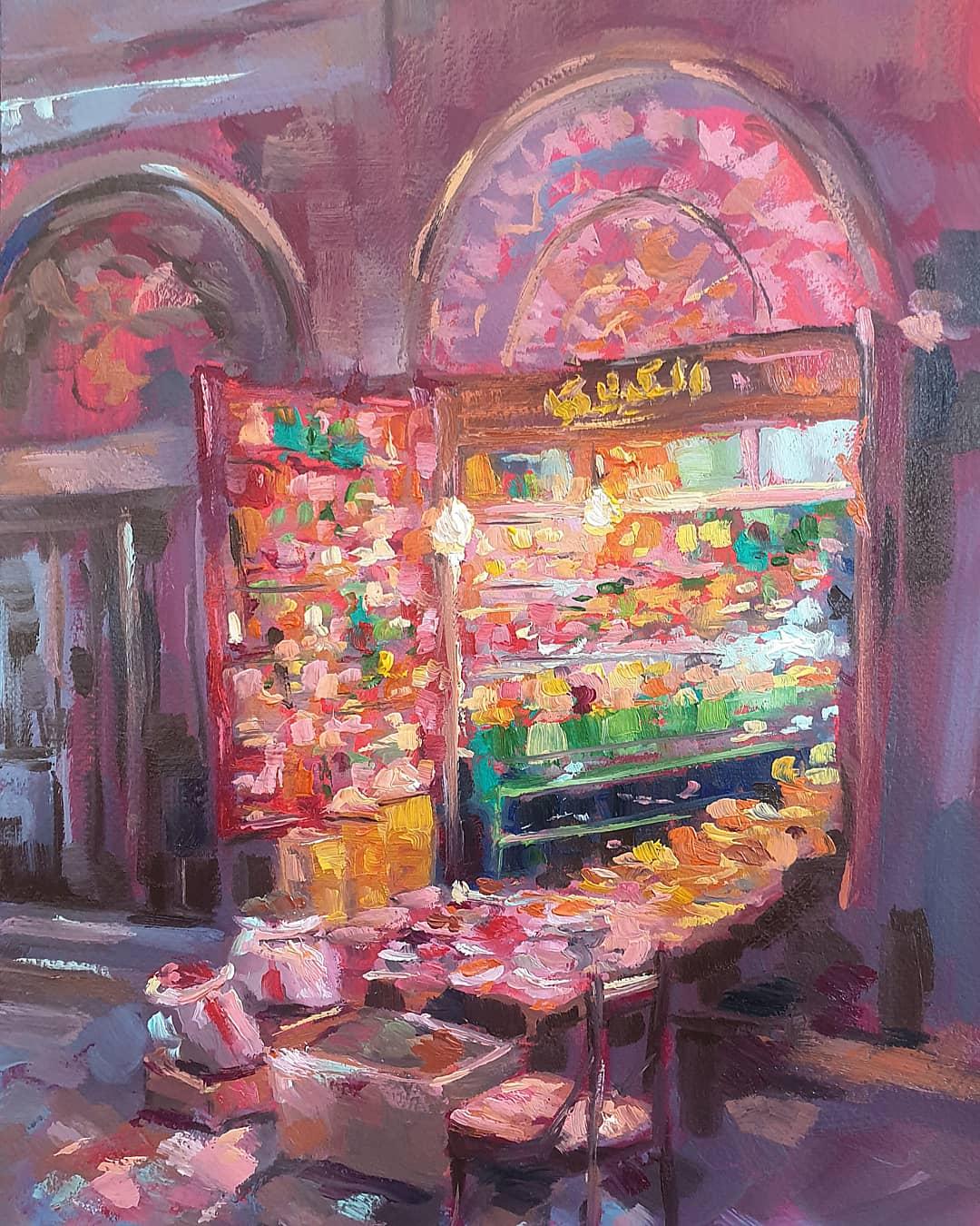 Spice Shop by Charmaine Chaudry, Landscape paintings, abstract painting