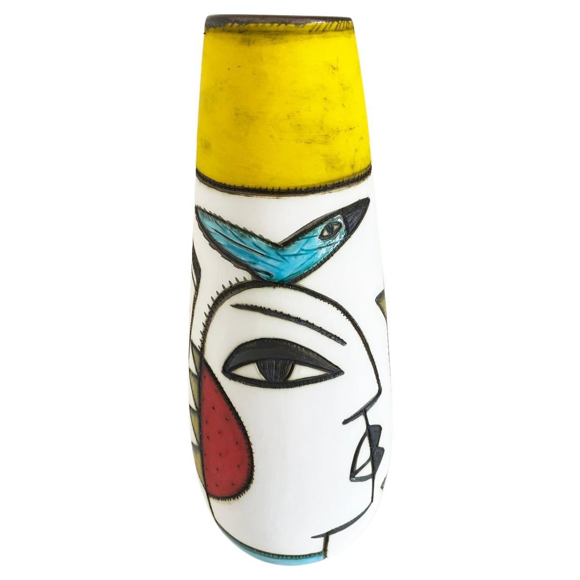 A pottery conical face vase by widely collected South African ceramicist Charmaine Haines, produced 2020.


Charmaine Haines was born in 1963 in Grahamstown and trained under Hylton Nel at the Port Elizabeth Technikon and obtained a Higher