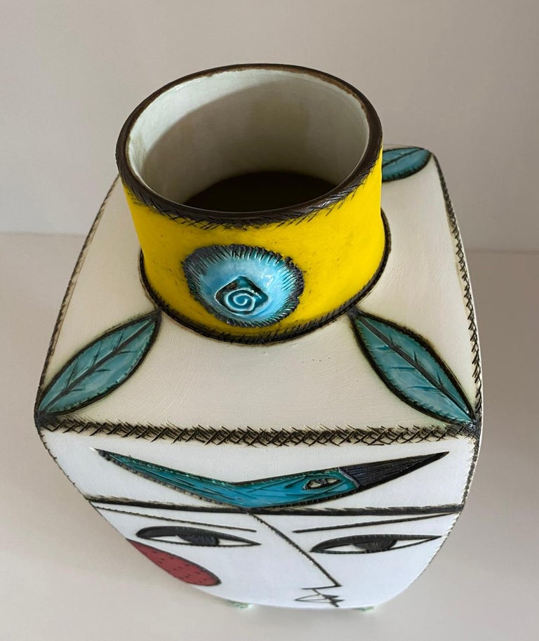 South African Art Pottery, Yellow Square Vase by Charmaine Haines,  Contemporary For Sale at 1stDibs | hylton nel ceramics, hylton nel ceramics  for sale, square ceramic vase