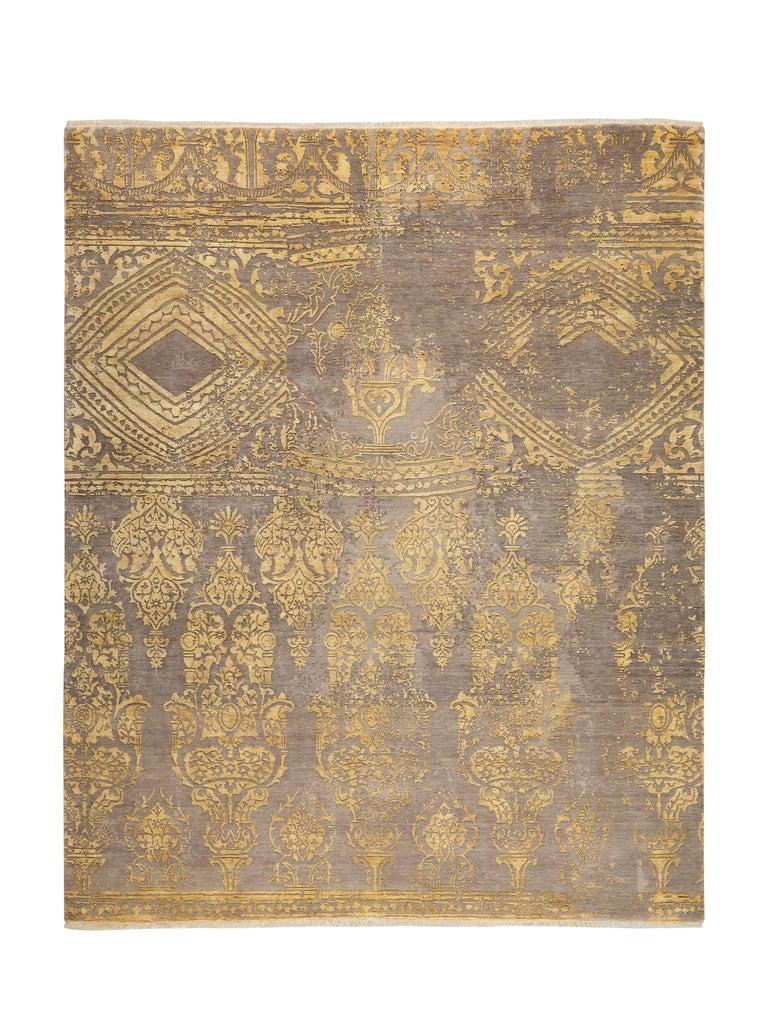 CHARMANTE Hand Knotted French Rococo Inspired Wool & Silk Rug by Hands For Sale 7