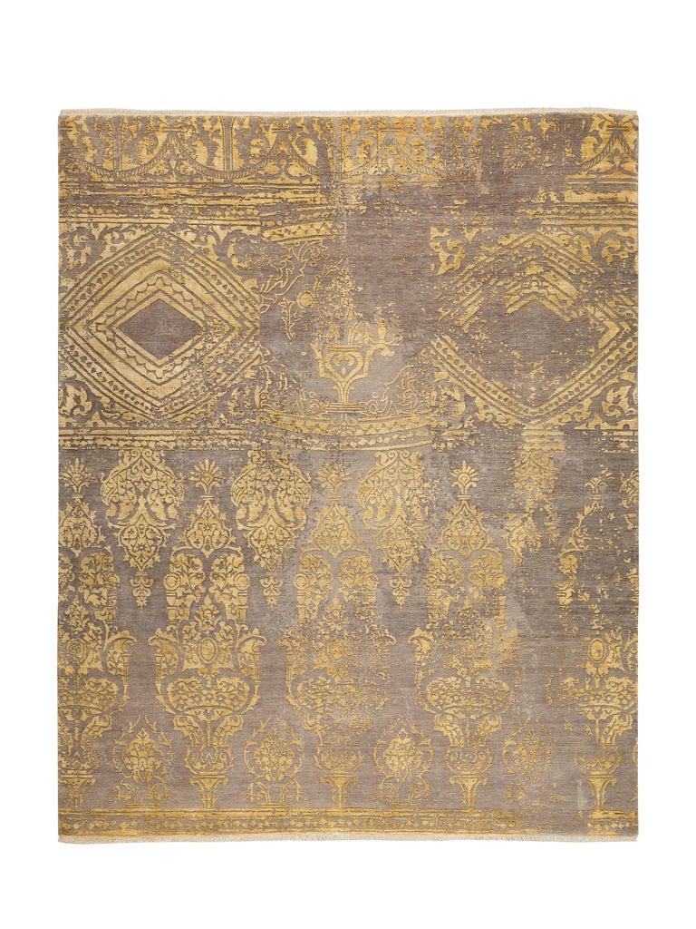 Tapis CHARMANTE en laine et soie d'inspiration rococo noué à la main par des mains en vente 5