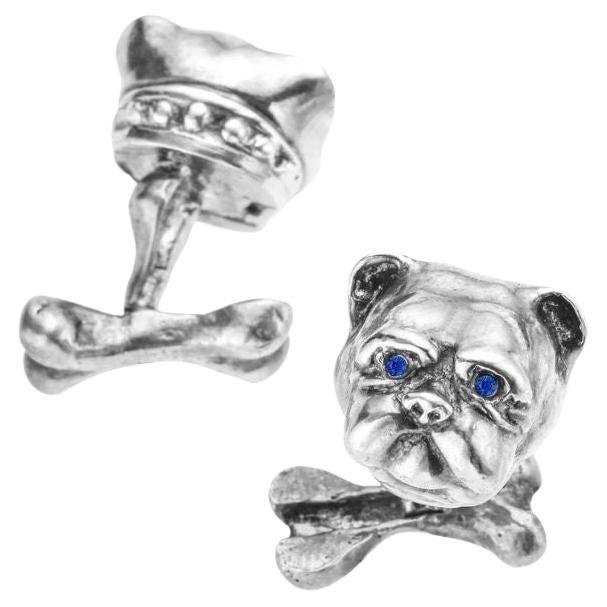 Charmed by a Cause Dog Animal Cufflinks Sterling Silver