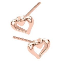 Charmed by a Cause Double Heart Stud Earrings Rose Gold