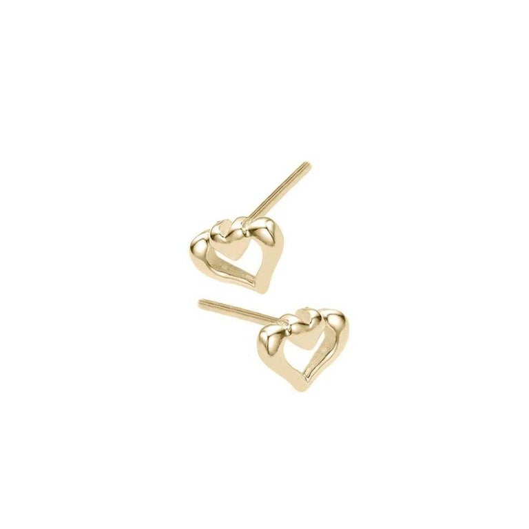 Charmed by a Cause Double Heart Stud Earrings White Gold For Sale at