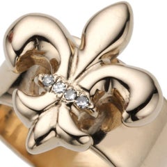 Charmiert von einer Blume Fleur-de-Lis Diamantring Gelbgold