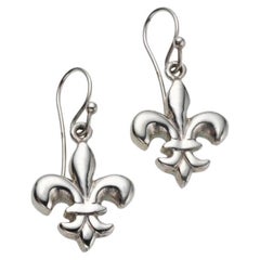 Charmed by a Cause Fleur-de-lis Earrings Sterling Silver