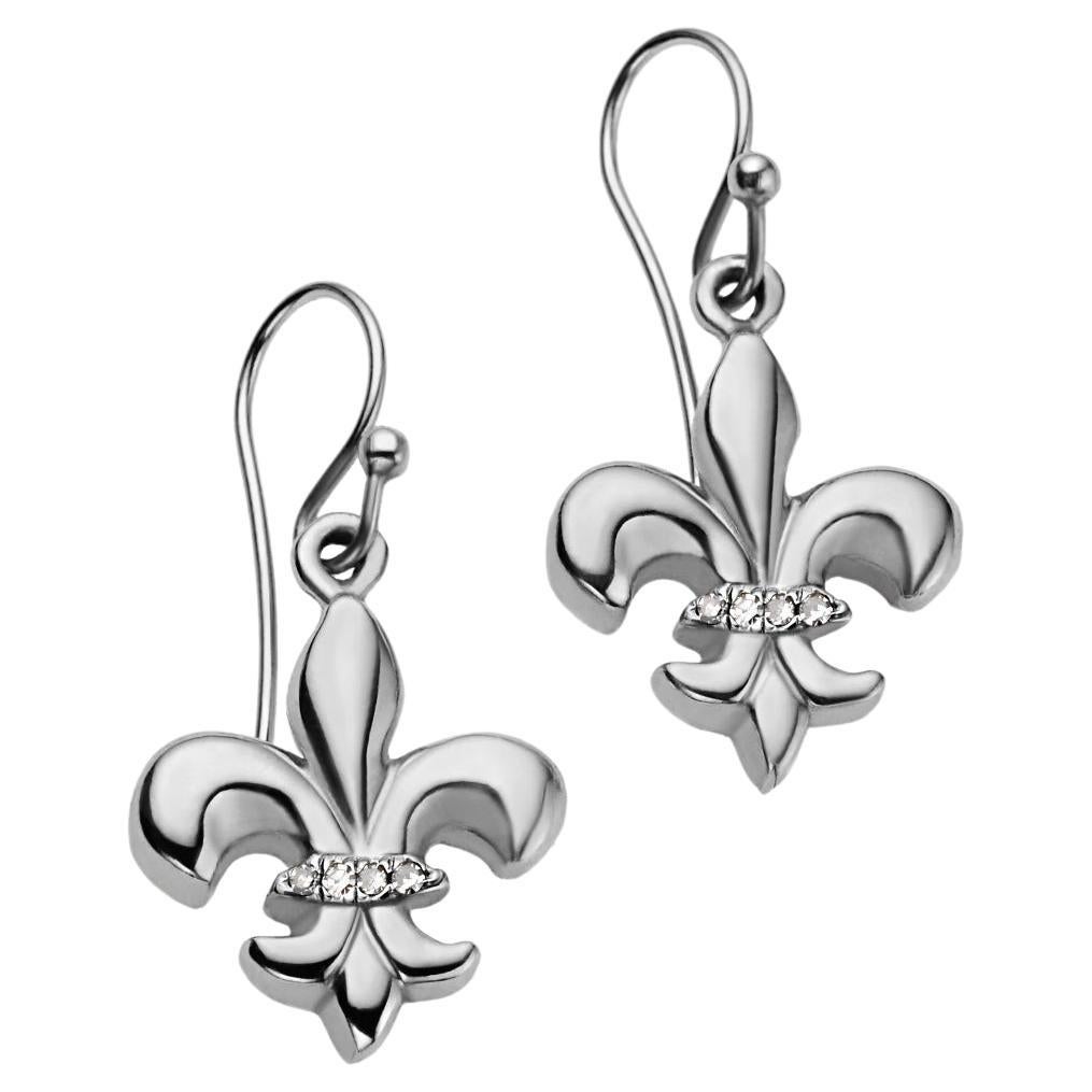 Verdura Rose Gold and Diamond Fleur de Lis Earrings For Sale at 1stDibs ...