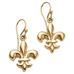 Charmed by a Cause Fleur-de-lis Earrings Yellow Gold