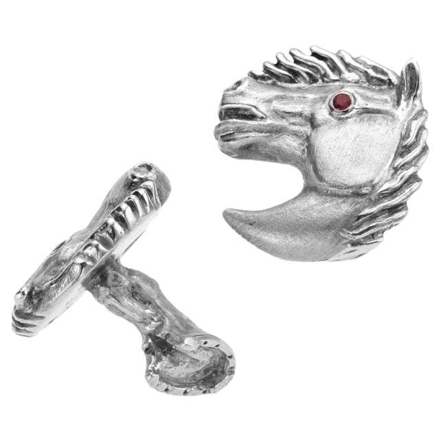 Charmed by a Cause Horse Animal Cufflinks Recycled Sterling Silver For Sale