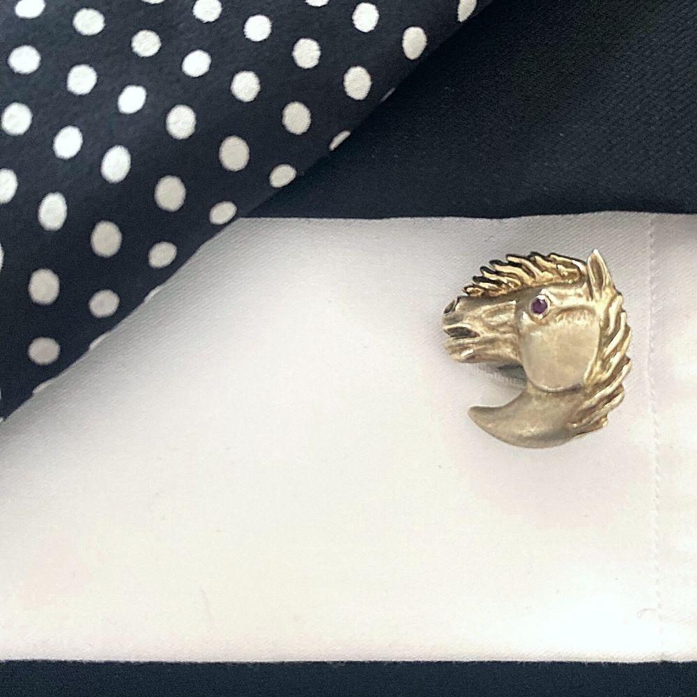Contemporary Charmed by a Cause Horse Animal Cufflinks Yellow Gold For Sale