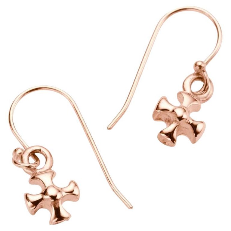 Charmed by a Cause Maltese Cross Earrings Rose Gold For Sale at 1stDibs