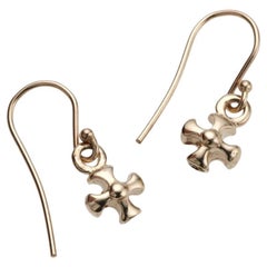 Charmed by a Cause Maltese Cross Earrings Yellow Gold